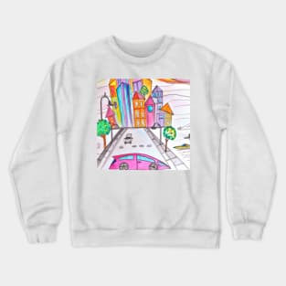 Futuristic City Pencil Drawing Crewneck Sweatshirt